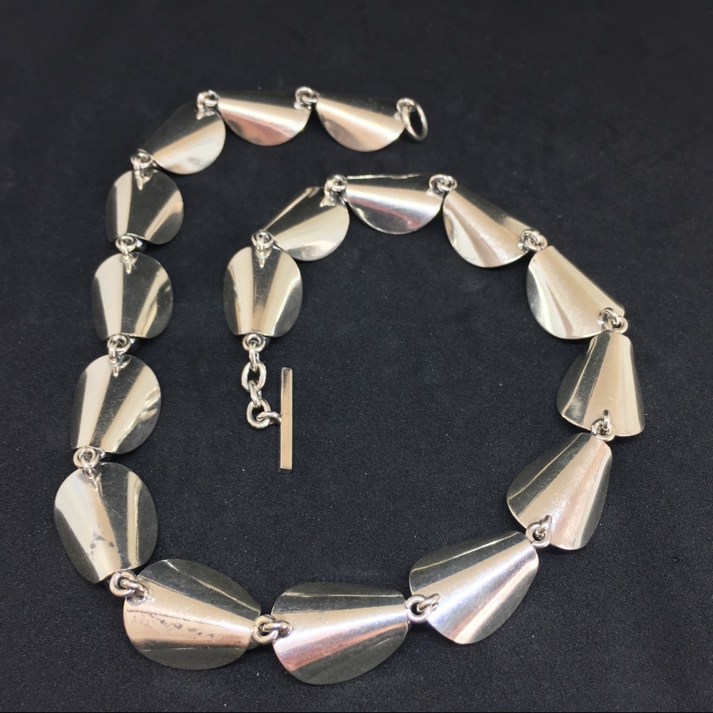 HOST PICK! Vintage Silver Calla Lily Choker Necklace, by N.E. From, MCM, 15-18" - Picture 16 of 17